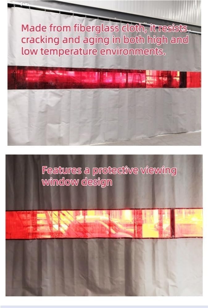 Flame Retardant Welding Curtain with Window - Inrial Workshop Privacy Screen, Heavy-Duty 59.x78.7in Weld Blankets for Safe Welding in Warehouses One Color 98.4x78.7in