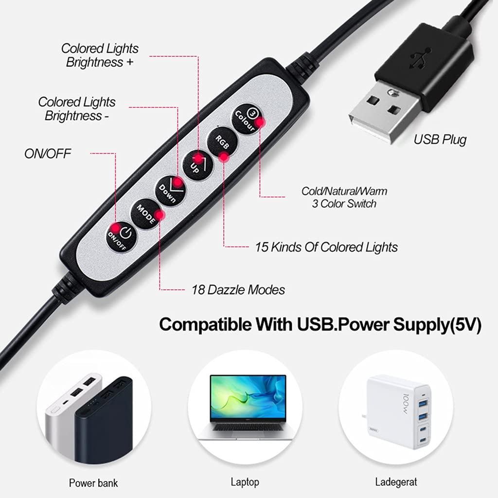 2 Pezzi Anello Luminoso da 6 Pollici, Kit di Illuminazione per Videoconferenza con Montaggio a Morsetto a Clip, 3000 K-6000 K, Mini Luci per Selfie a LED Piccole, per Registrazione Video