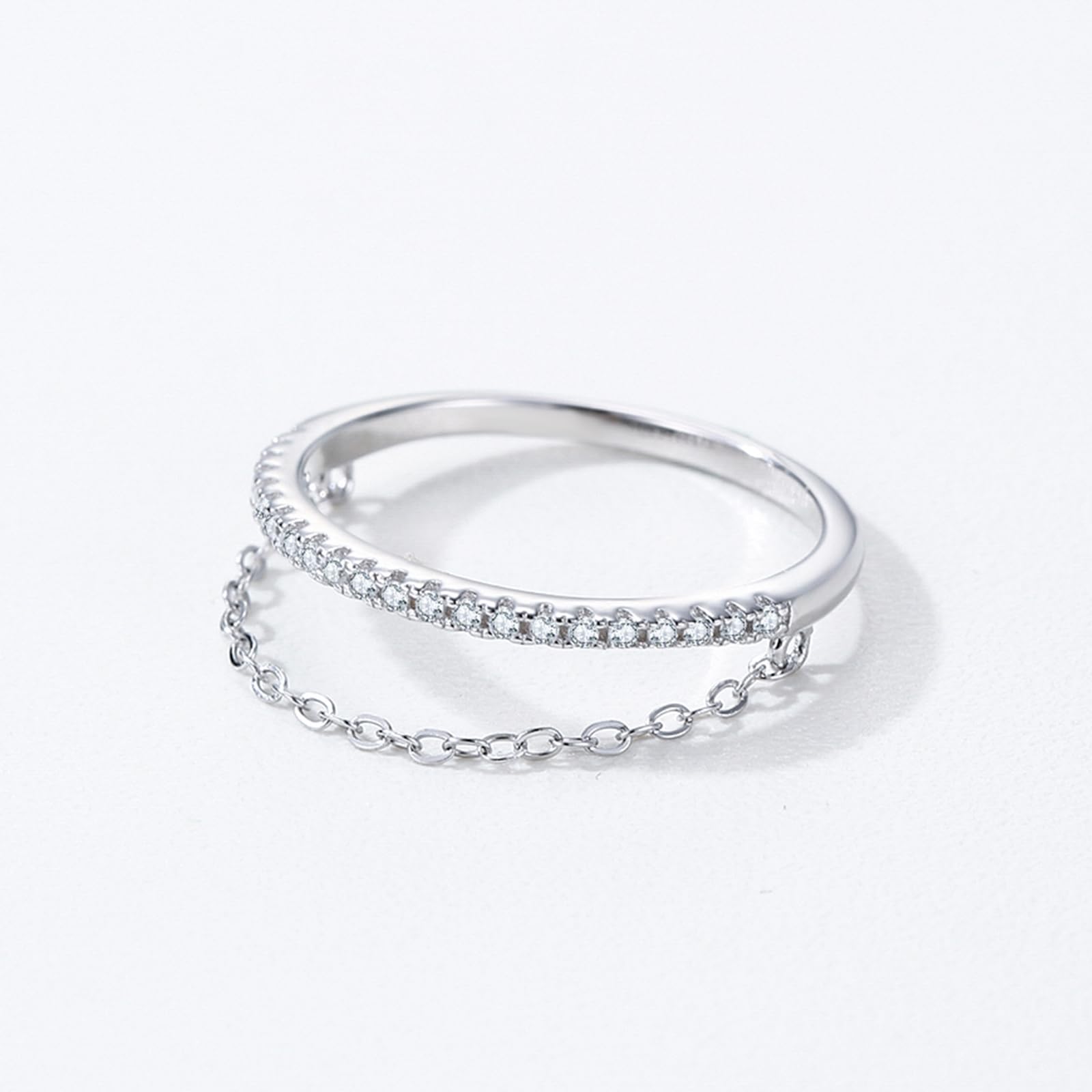 Anello da sposa in oro bianco 9 carati, anello da donna moissanite bianco, senza gemma, anello per celebrità, anniversario per donne