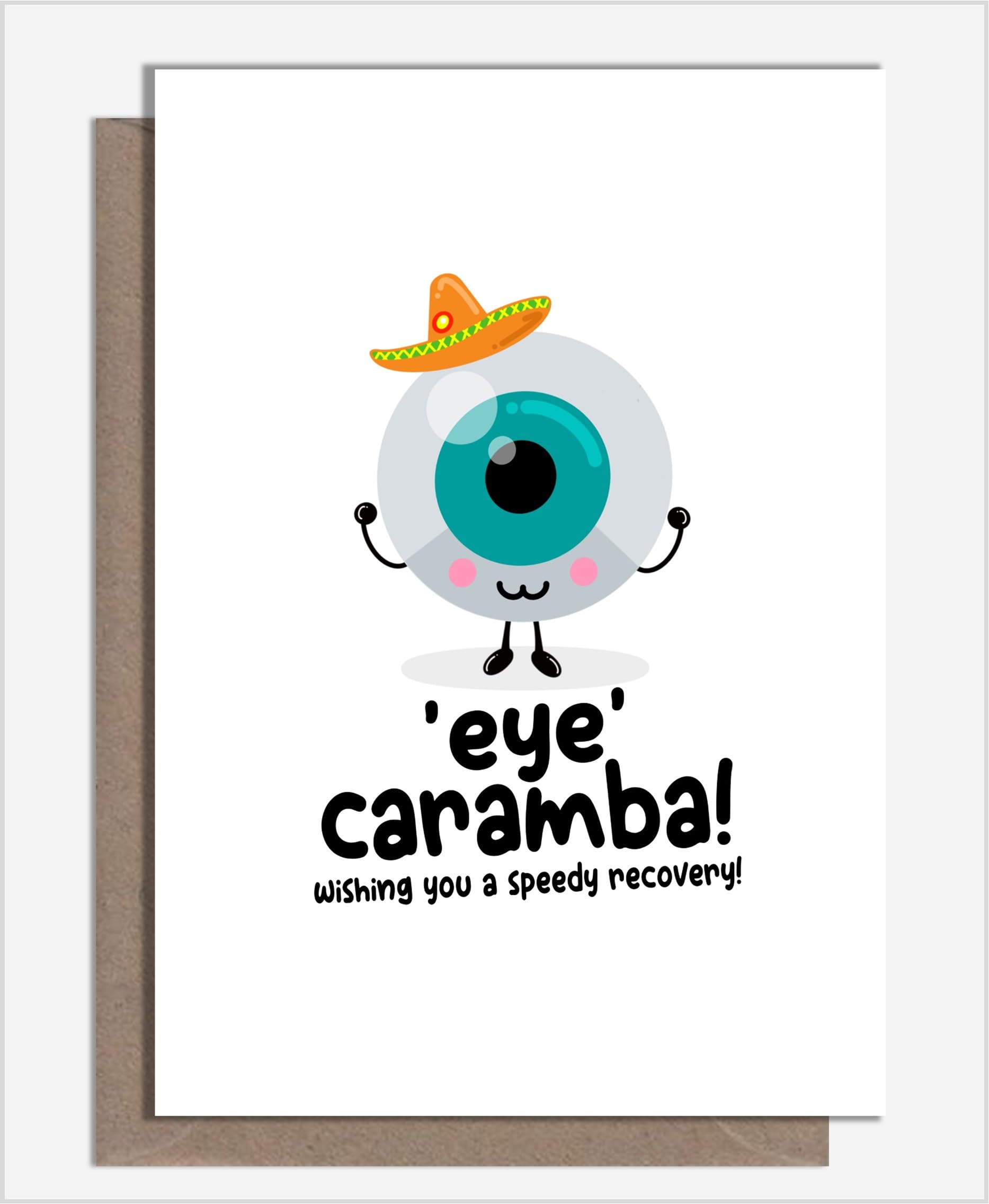 Super Funny Homemade Eye Operation Card For Get Well Soon With Cataract Surgery And Laser Correction By What the Duck Cards - EYES (Card & Rainbow Confetti)