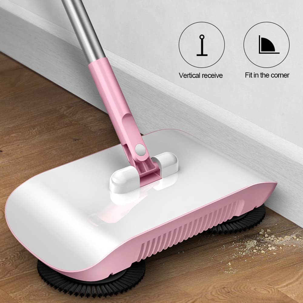 Balayeuse Manuelle Bewinner 2 En 1 - Pour Tapis Et Sols - Tête Rotative 360° - Manche Longue Réglable - Brosse Microfibre
