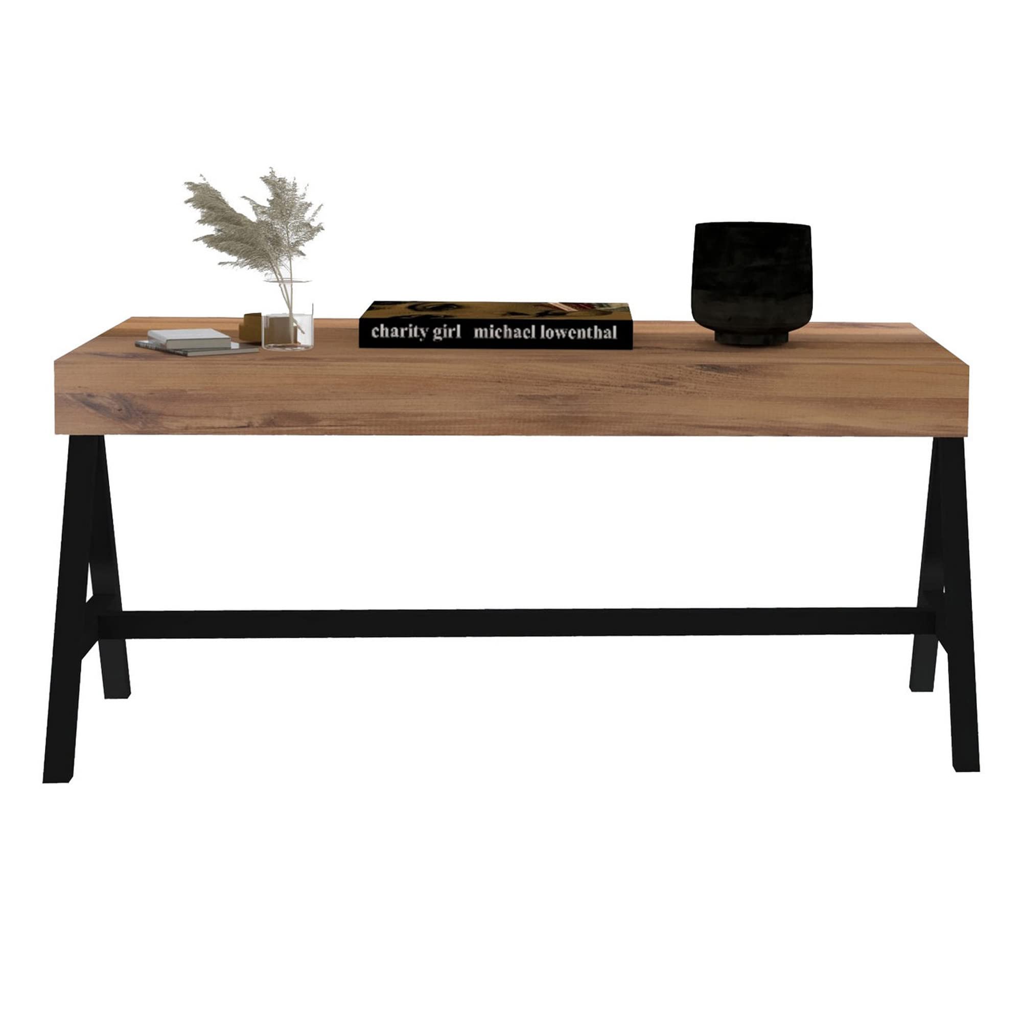 WELL HOME MOBILIARIO & DECORACIÓN Mesa Auxiliar,100% Tablero de aglomerado rechapado en melamina, Color Atlantic Negro