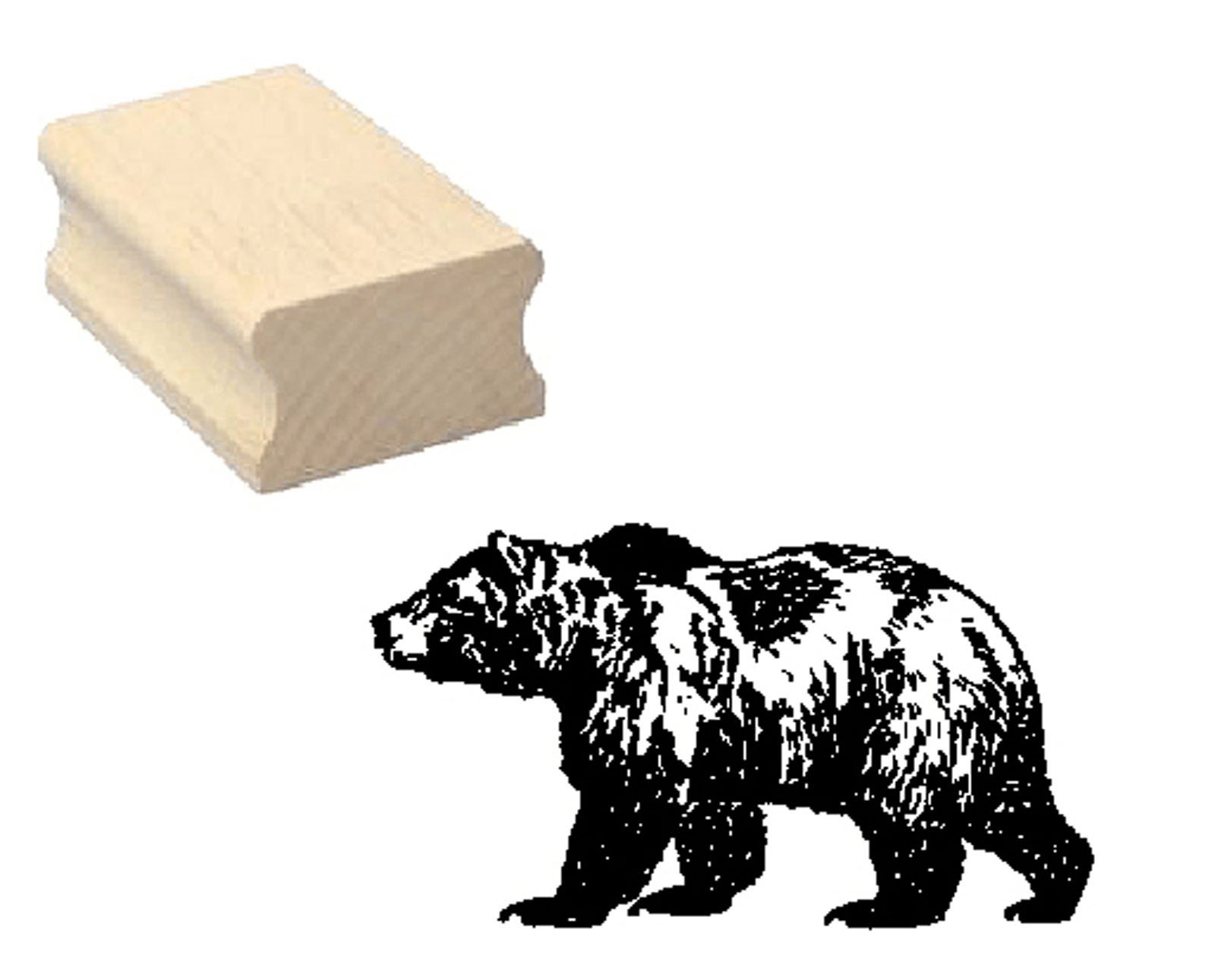 Dekolando Brown Wooden Stamp/Rubber Stamp With “Bear” Motif For Scrapbooking/Embossing, Children’s Stamp, Animal Stamp Grizzly Bear