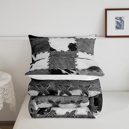 Miniatura 4 de Juego de edredón de piel de vaca, relleno de edredón con estampado de piel de vaca para adultos, mujeres, hombres y adolescentes, juego de ropa de