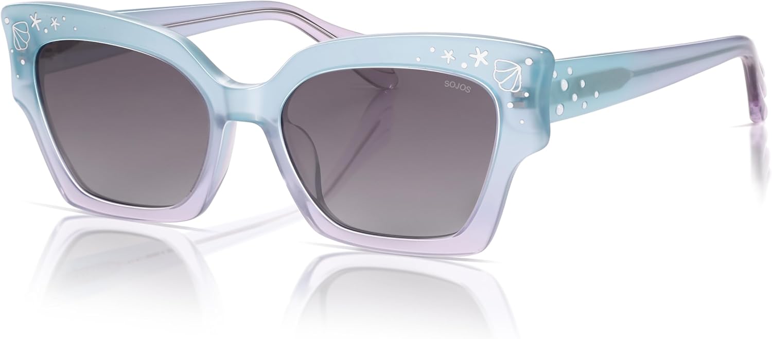 SOJOS Acetate Square Cat Eye Limited-Edition Sunglasses Women Polarized Sunglasses with Pearl Accents, MELODY