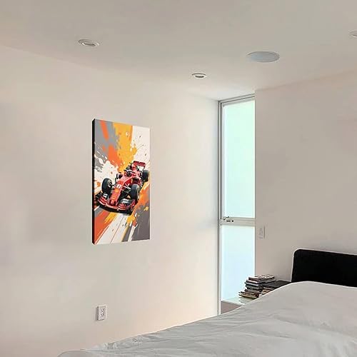 Miniatura 2 de Póster de carreras  Arte dinámico de automóvil con diseño vibrante de salpicaduras  Impresión en lienzo para fanáticos de automóviles para oficina,