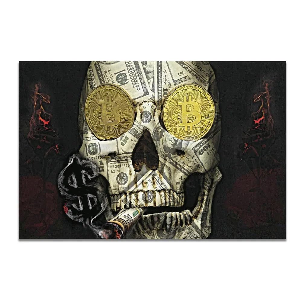 はなな Amazon.co.jp: luose Skull Smoking Poster Cash Bitcoin Canvas