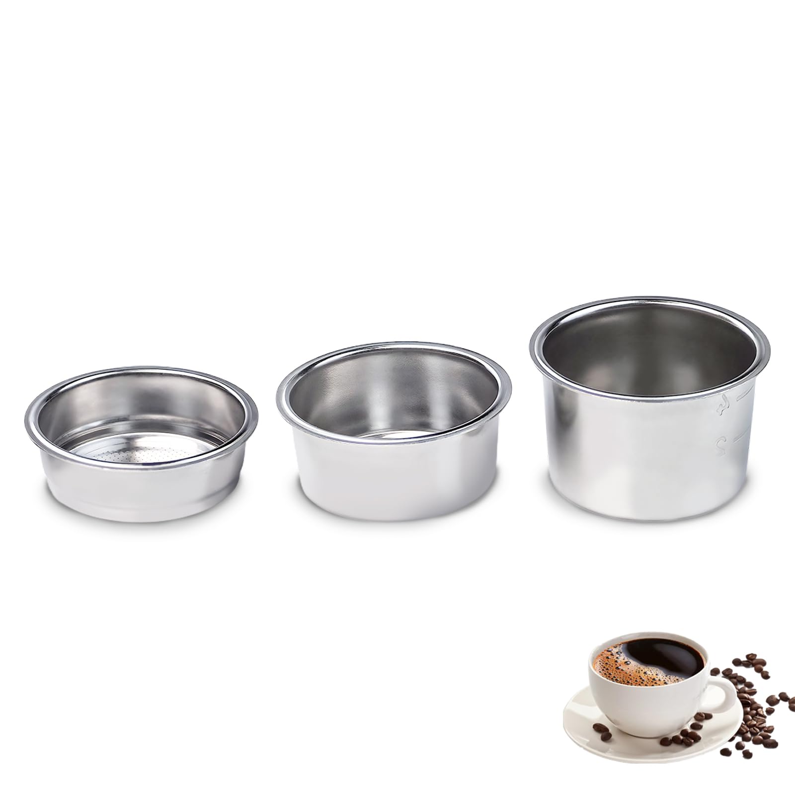 Filtro Caffè Inox 51mm - Riutilizzabile A Parete Singola Per Macchina 4 Tazze - 2