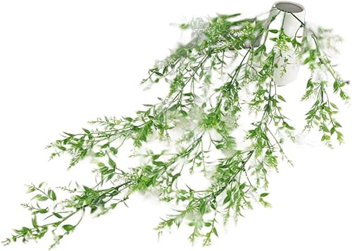 NURCIX Ratán artificial lavanda para colgar en la pared, simulación falsa de plástico, plantas de vid para el hogar, flores decorativas al aire