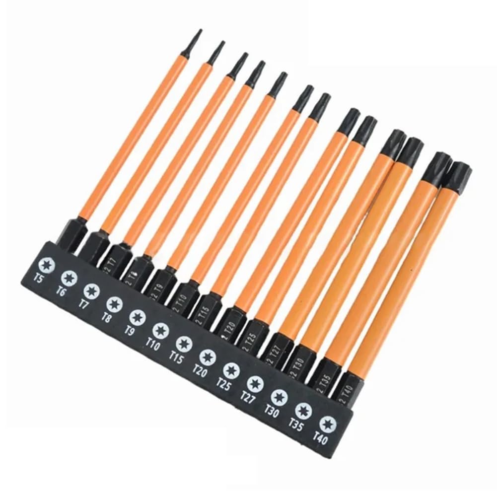 Jnchdghwa As Shown 13Pcs S2 Steel Torx Screwdriver Bit Set T5-T40 Solid Six-Star Plum Bits Magnetic Phosphating Tool Parts