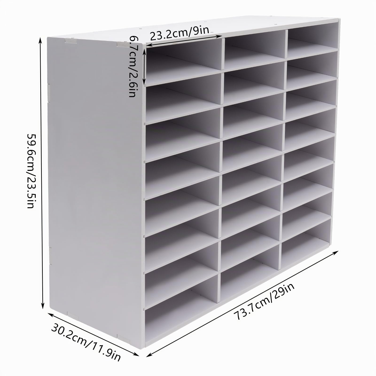 Organisateur littéraire à 24 compartiments - En PVC - Blanc - 73,7 x 30,2 x 59,6 cm - Capacité de charge 60 kg - Moderne - Rectangulaire - Pour bureau et école