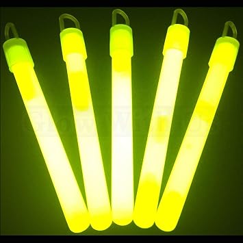 Glow Sticks Bulk Wholesale, 50 4 Yellow Glow Stick Light Sticks. Bright Color, Kids Love Them! Glow 8-12 Hrs, 2-Year Shelf Life, Sturdy Packaging, GlowWithUs Brand