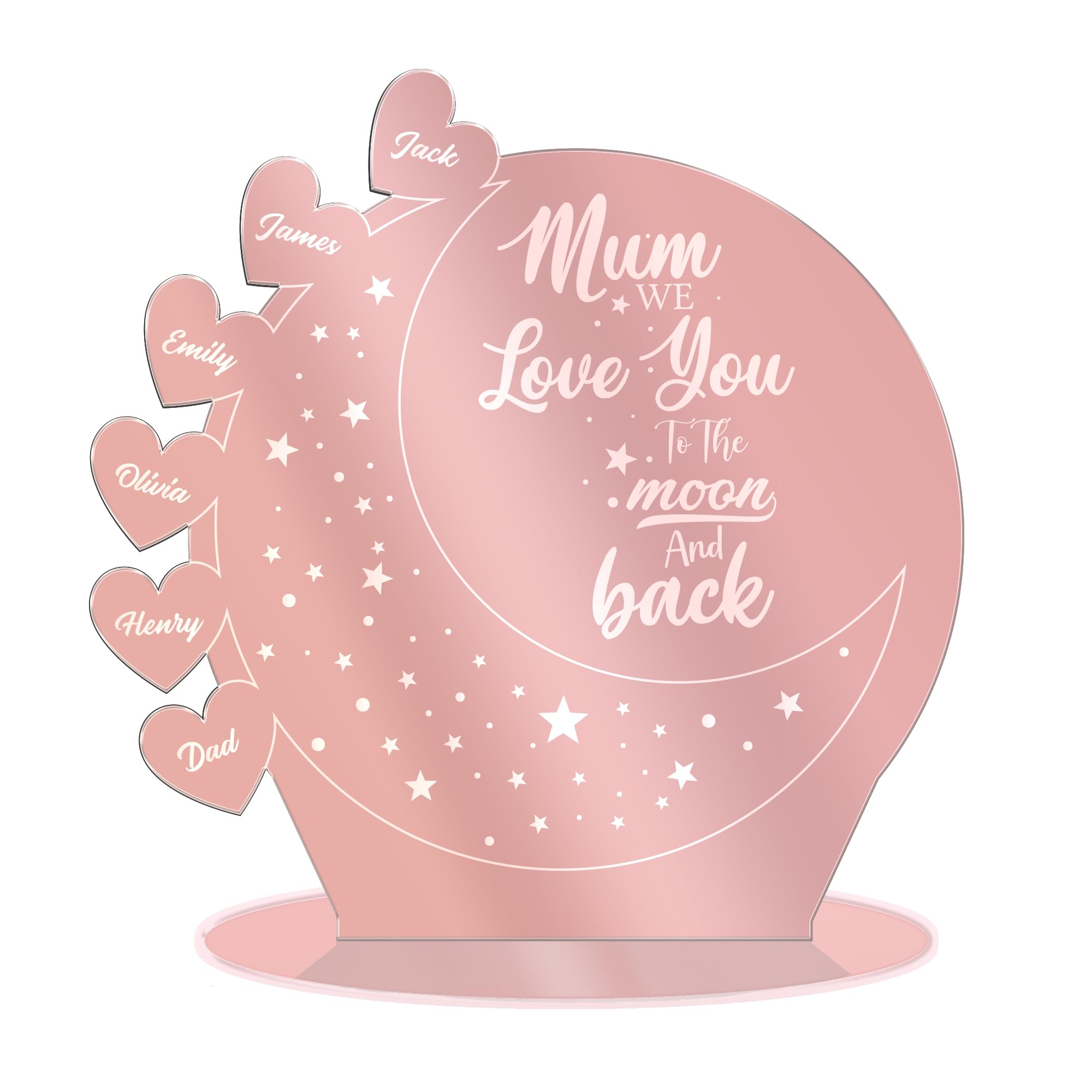 Print Maniacs Rose Gold Mirror Personalised Mother Day Engraved Gift Him Her Mum Mother Wife Couple Grandma, Love You To The Moon And Back