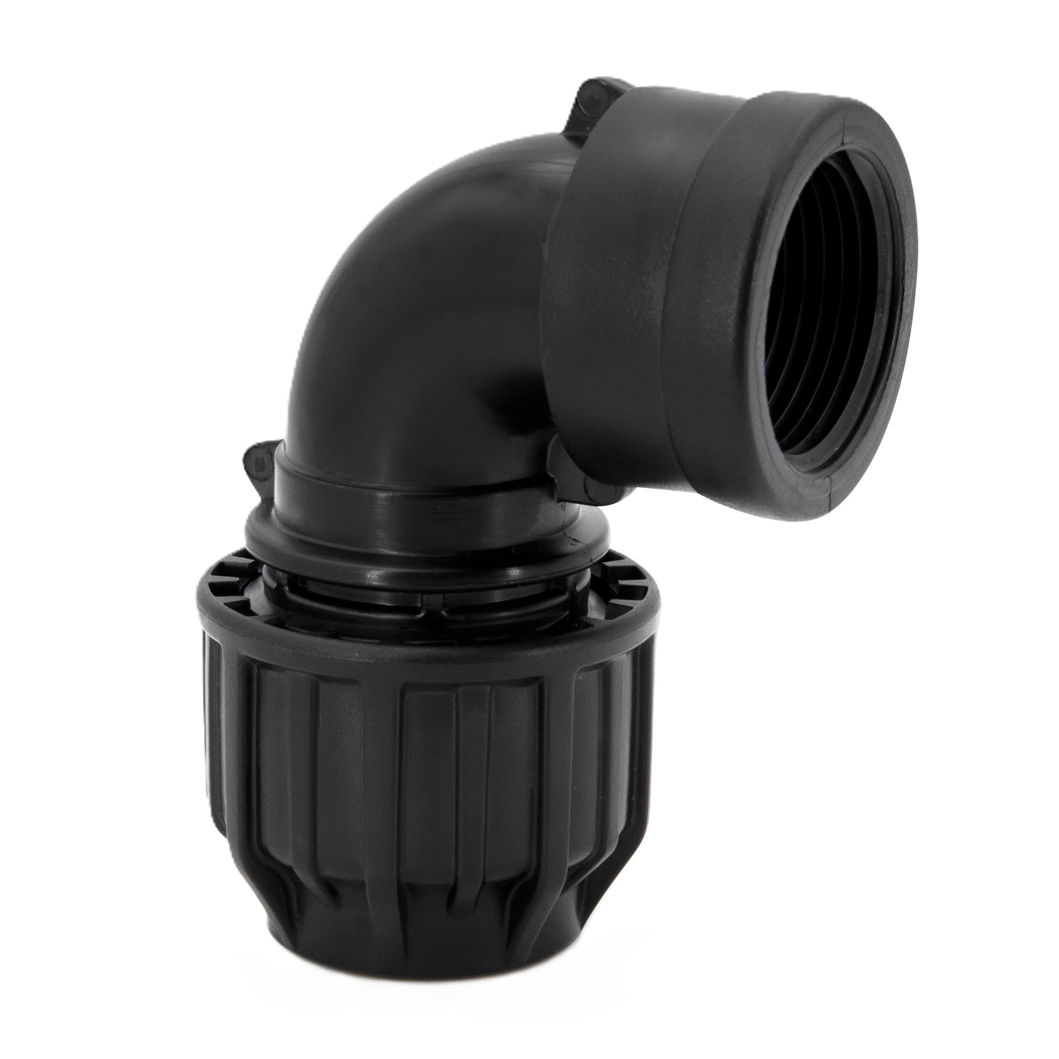 H2O-Flex® PP Fitting 32mm Bogen mit 1" Innengewinde Klemmverbinder mit DVGW Trinkwasserzulassung Winkel Verschraubung mit 1 zoll IG für PE Rohr Klemmfitting Adapter Kupplung