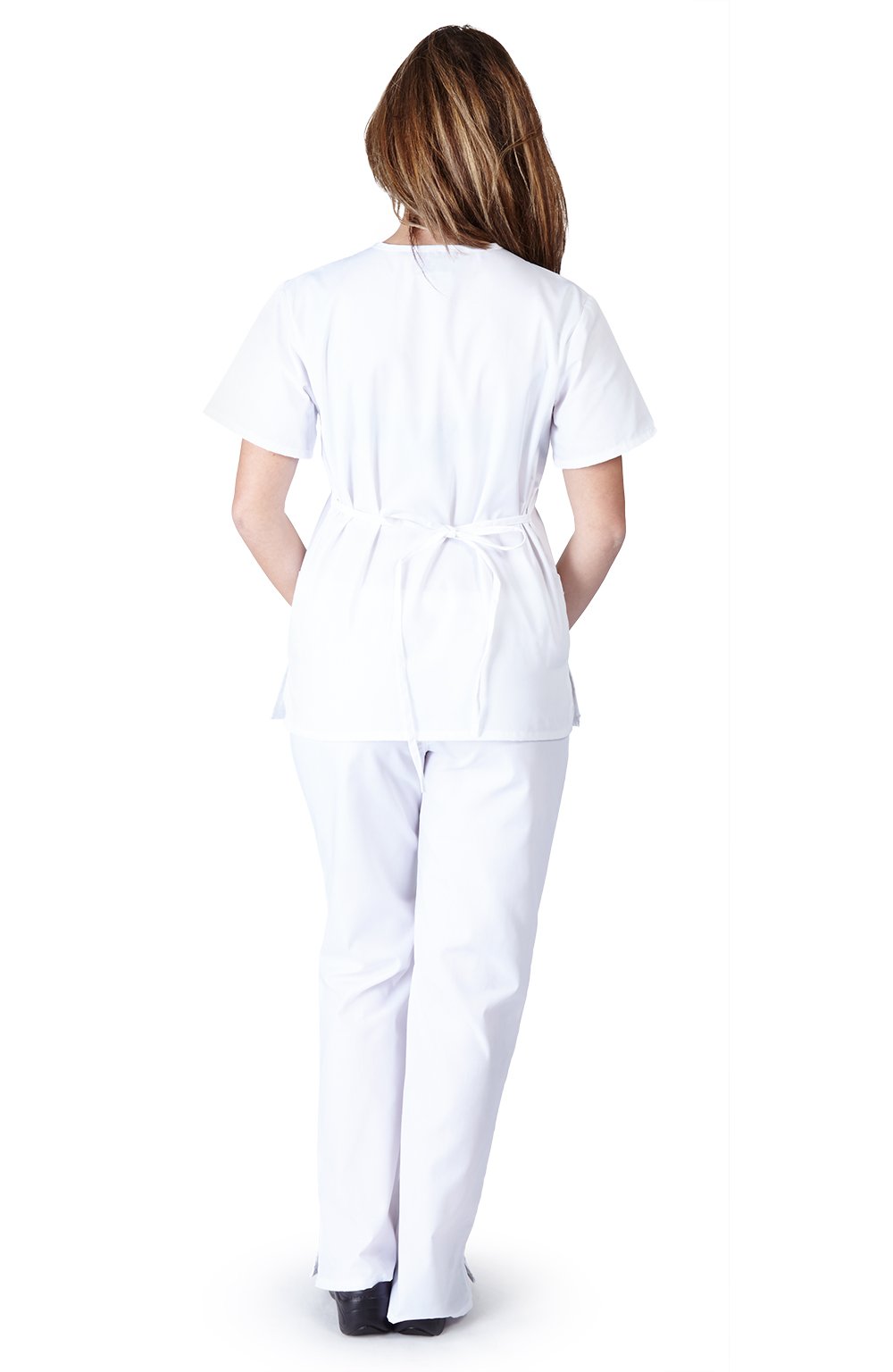 Natural Uniforms Women's Mock Wrap Scrub Set (White) (X-Small)