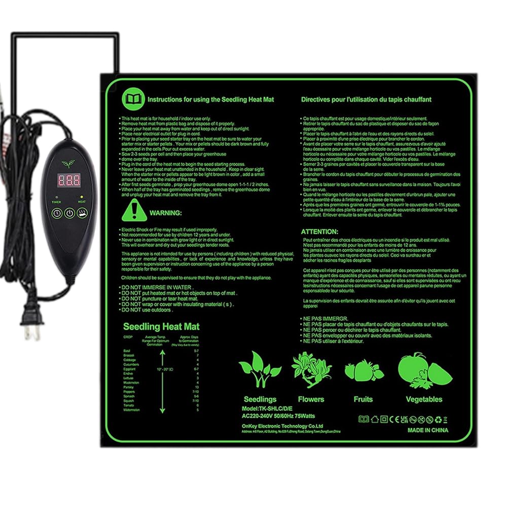 Mineup 75W Tappetino Riscaldante per Piante, 50x50cm Tappetino Termico, Tappeto Riscaldante Piante, Tappeti Riscaldanti con Termostato per Germinazione di Piantine Rettili