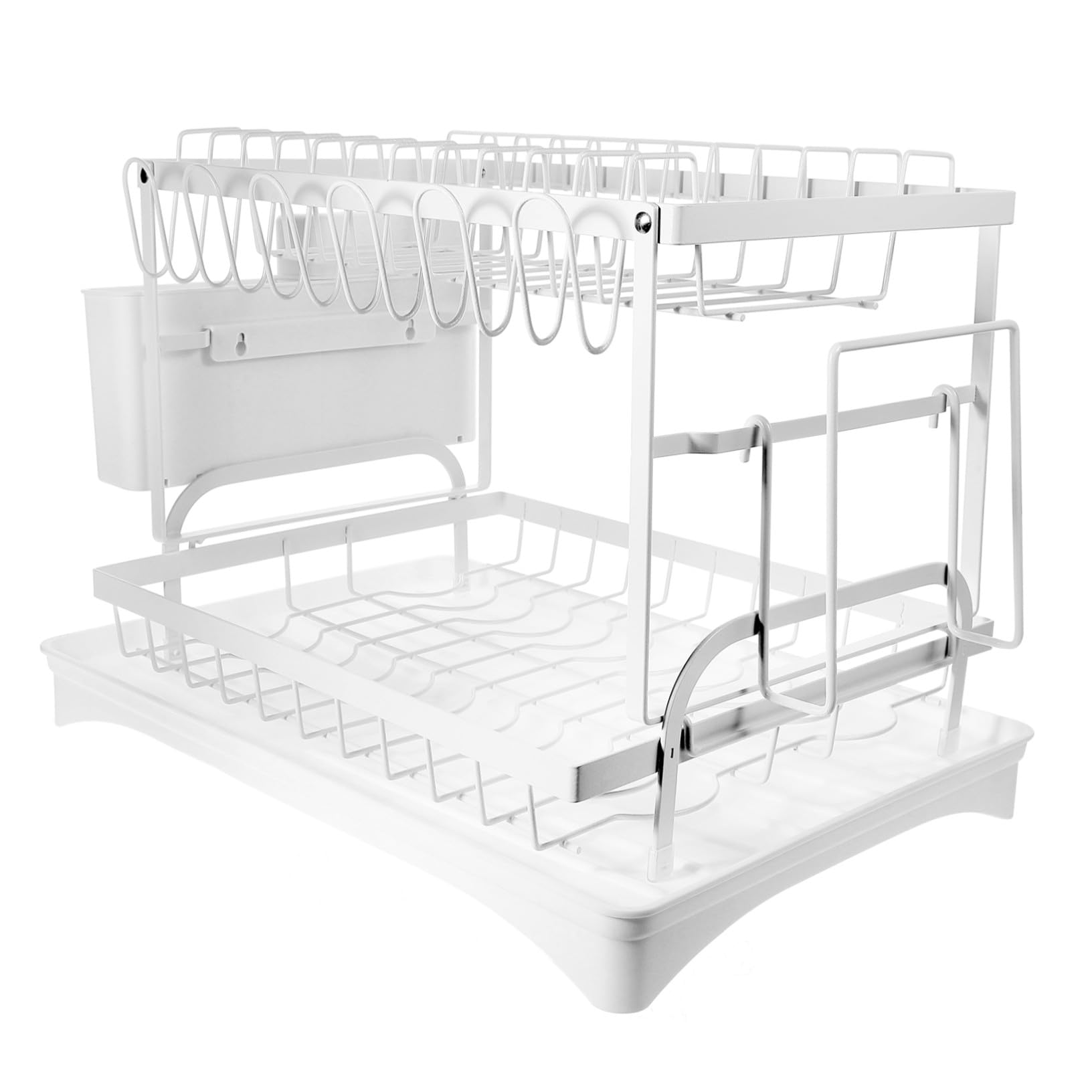 Juego de escurridor de platos y soporte para cubiertos, solución multifuncional de almacenamiento de cocina que ahorra espacio con marco y estante para tabla de cortar