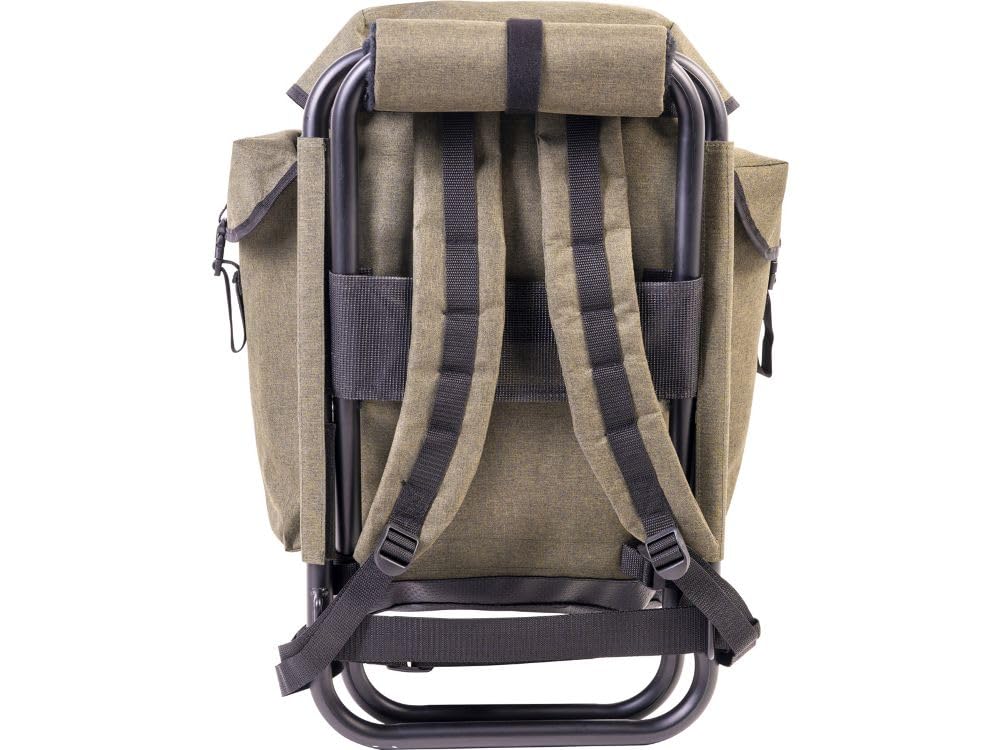 Kinetic Mochila de pesca prémium con asiento, 35 L, 34 x 32 x 51 cm, asiento de forro polar, marco de aluminio, taburete de pesca, silla de mochila, Negro , 35 Liter