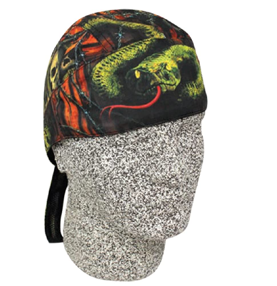 Platinum Biker Doo Rag Headwrap Green Black Snakes Barbed Wire Gothic Skulls Orange Pinstripe Sweatband
