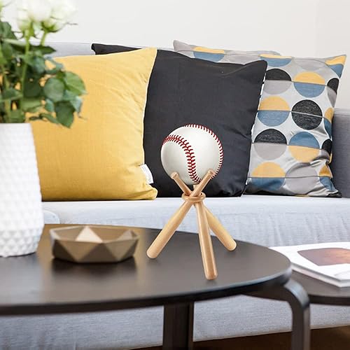 Miniatura 6 de Soporte de exhibición de madera para béisbol, 12481632 unidades de soporte de béisbol con mini bates de béisbol y círculos de madera, soporte de