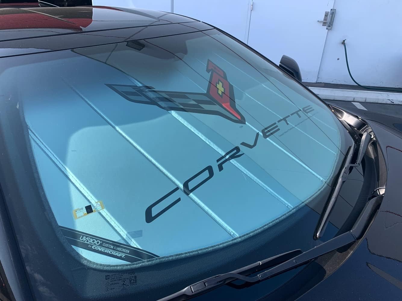 SR1 Performance USA C8 Corvette Windshield Sunshade for 2020-2026 Corvette Stingray, Z06, E-Ray – Insulated Foldable Accordion Style Silver Custom Fit Sun Shade – Blocks UV Rays