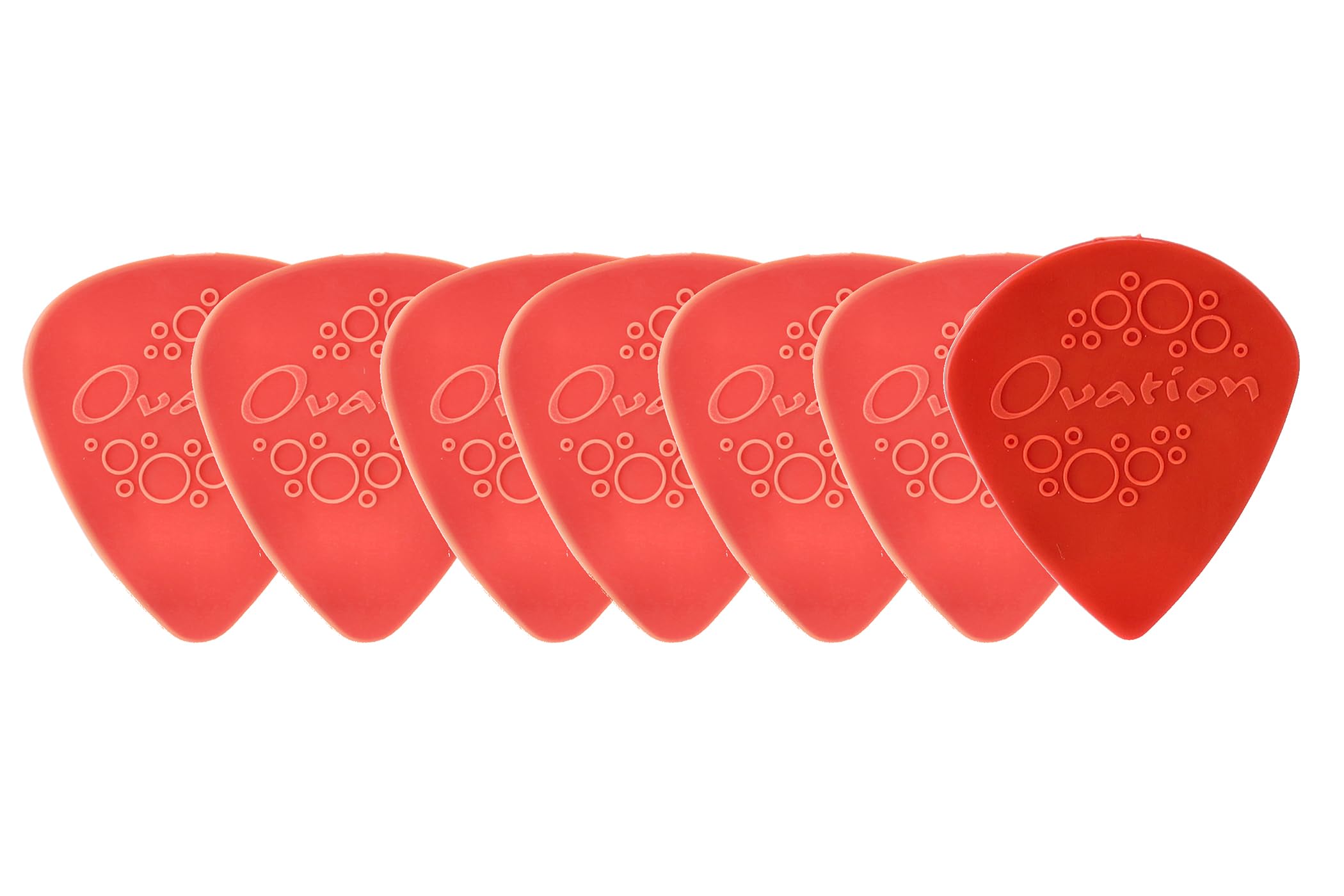 Diamond Picks Nylon Standard 351 Plectrums - Super Grip - Round Tip - Set of 7 (6 + 1 Sharp Tip Free) - 0.60 mm - Coral Red - Made in Czech Republic