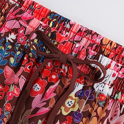 Maxi Skirts for Women 2025 Floral Beach Tiered Boho Skirt Drawstring Flowy Long Skirt Casual High Waisted Skirts4