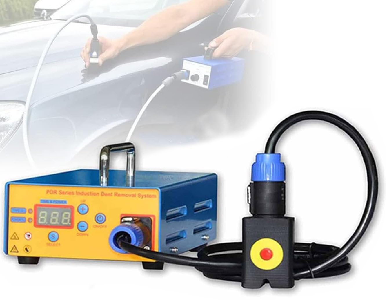 Máquina de calentamiento de inducción de abetimiento de carrocería automática Kit de reparación de apiolonado de coche Máquina calentadora de inducción electromagnética 1380W Herramienta de reparación