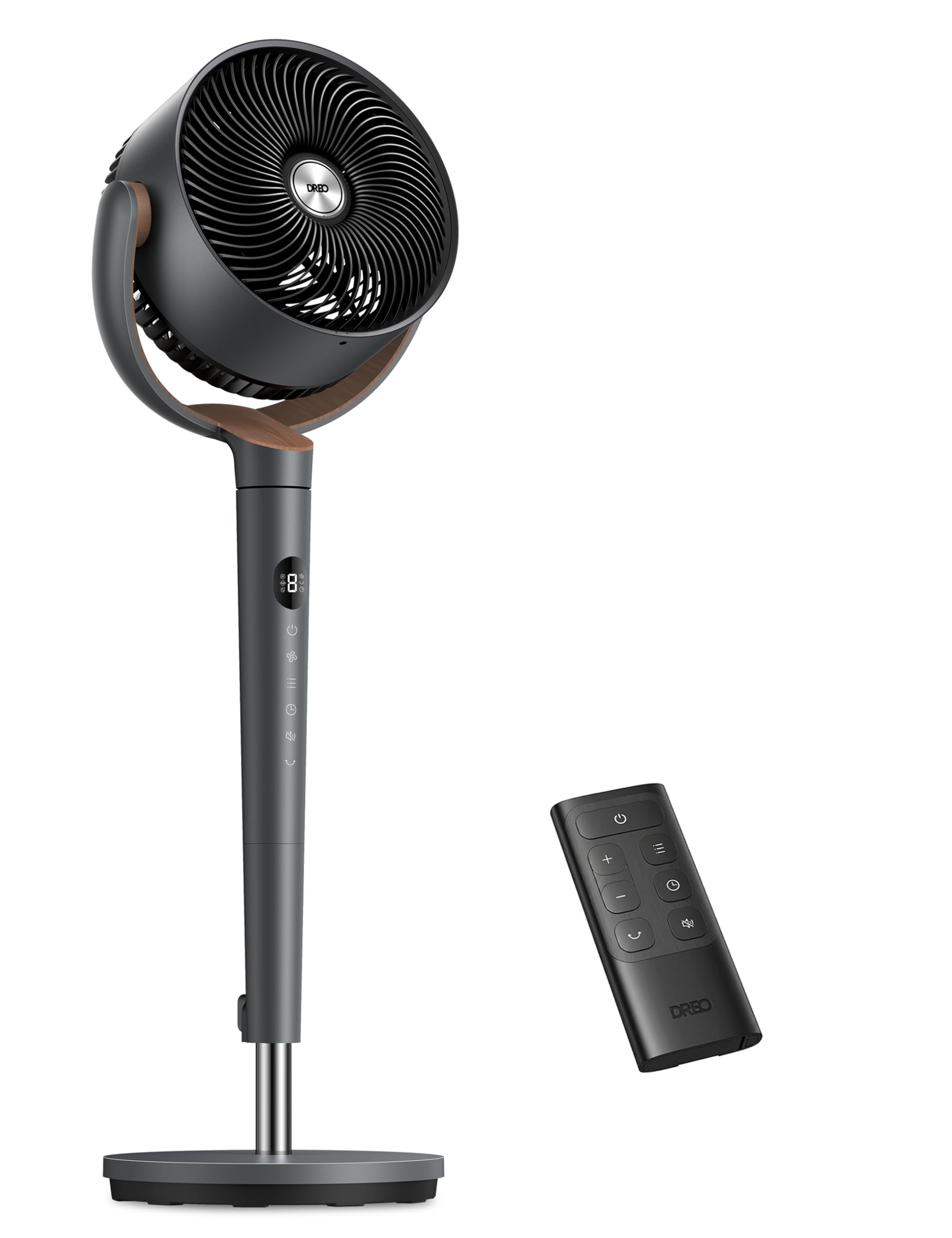 DREO Standventilator sehr leise, Ventilator groß mit Fernbedienung, 20dB Silent Ventilator mit DC-Motor, 120° Oszillierend, 4 Modi, 94-107cm höhenverstellbar, Bodenventilator, TurboPoly Fan 512, Grau