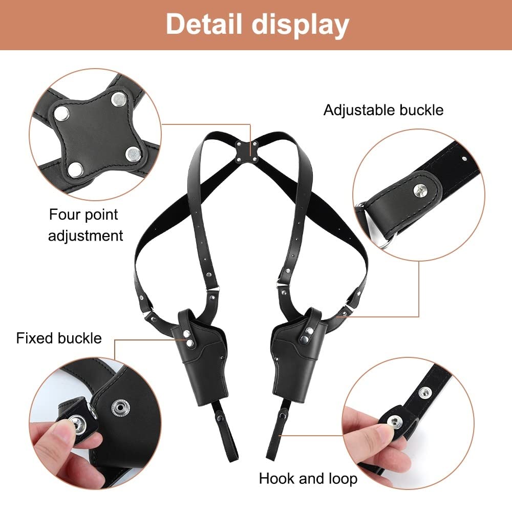 Étui D'épaule pour Double Pistolet,Porte-Pistolet Dissimulé en Cuir avec Sangle Réglable pour la Plupart des Modèles de Pistolets