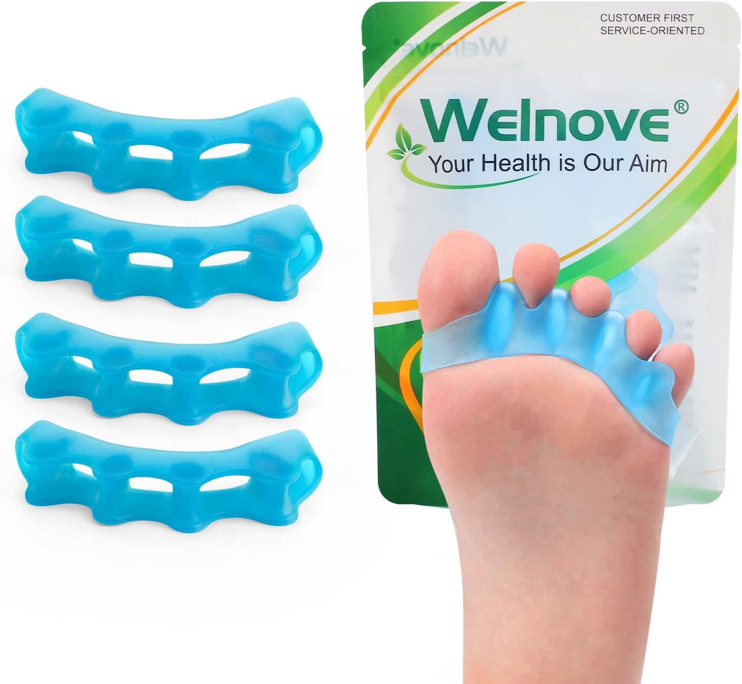 Welnove Toe Separators for Women, Toe Spacers, Toe Straightener for Women Men -Bunion Corrector Toe Stretcher for Hammertoe Yoga Practice,Medium(5 Pair)