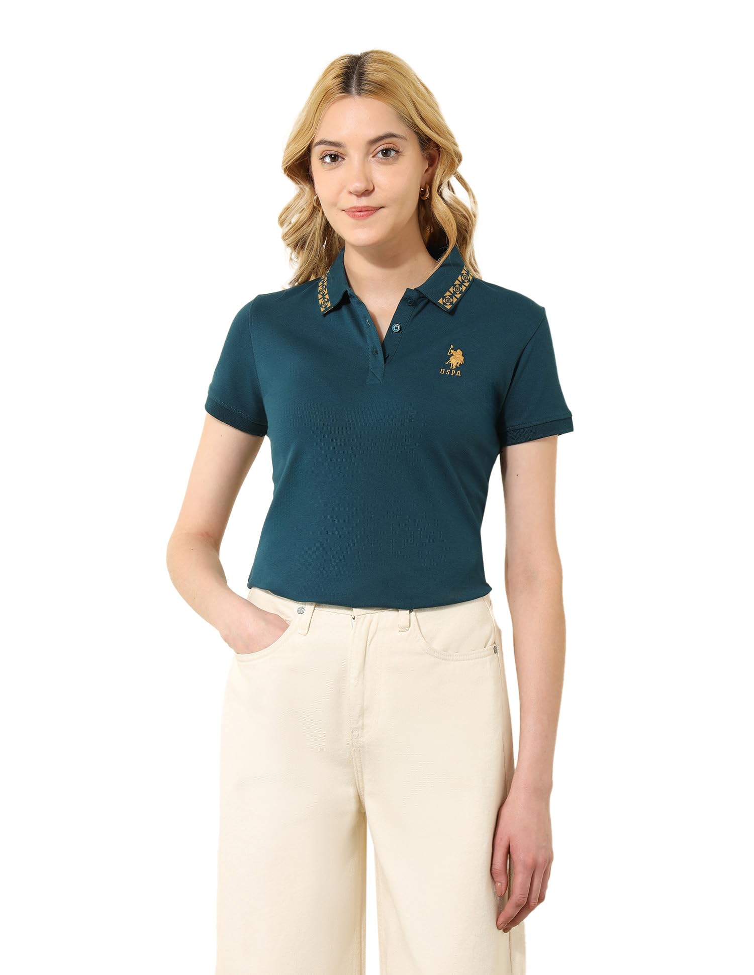 Women's Solid Regular Fit Polo Shirt