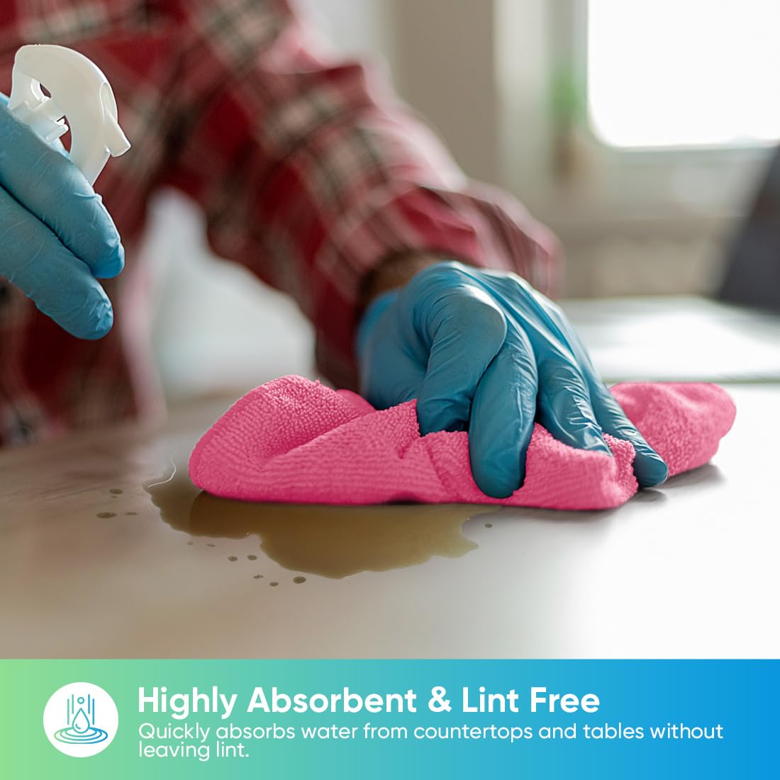 HOMEXCEL Microfiber Cleaning Cloth,12 Pack Cleaning Rags, Cleaning Towels with 4 Color Assorted, 11.5"X11.5"(Green/Blue/Yellow/Pink): Pink 24