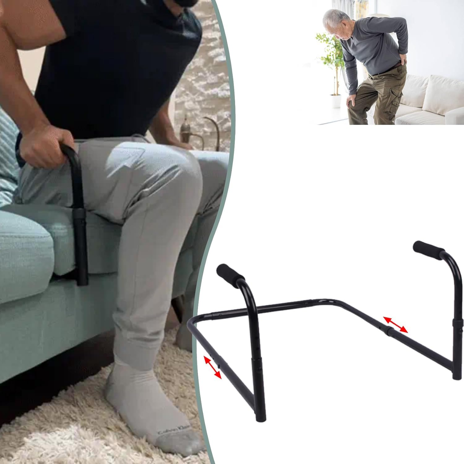 Barra de asistencia de pie – Ayuda de movilidad para levantarse sin esfuerzo del sofá, silla, sofá – Soporte de altura ajustable para mayor seguridad