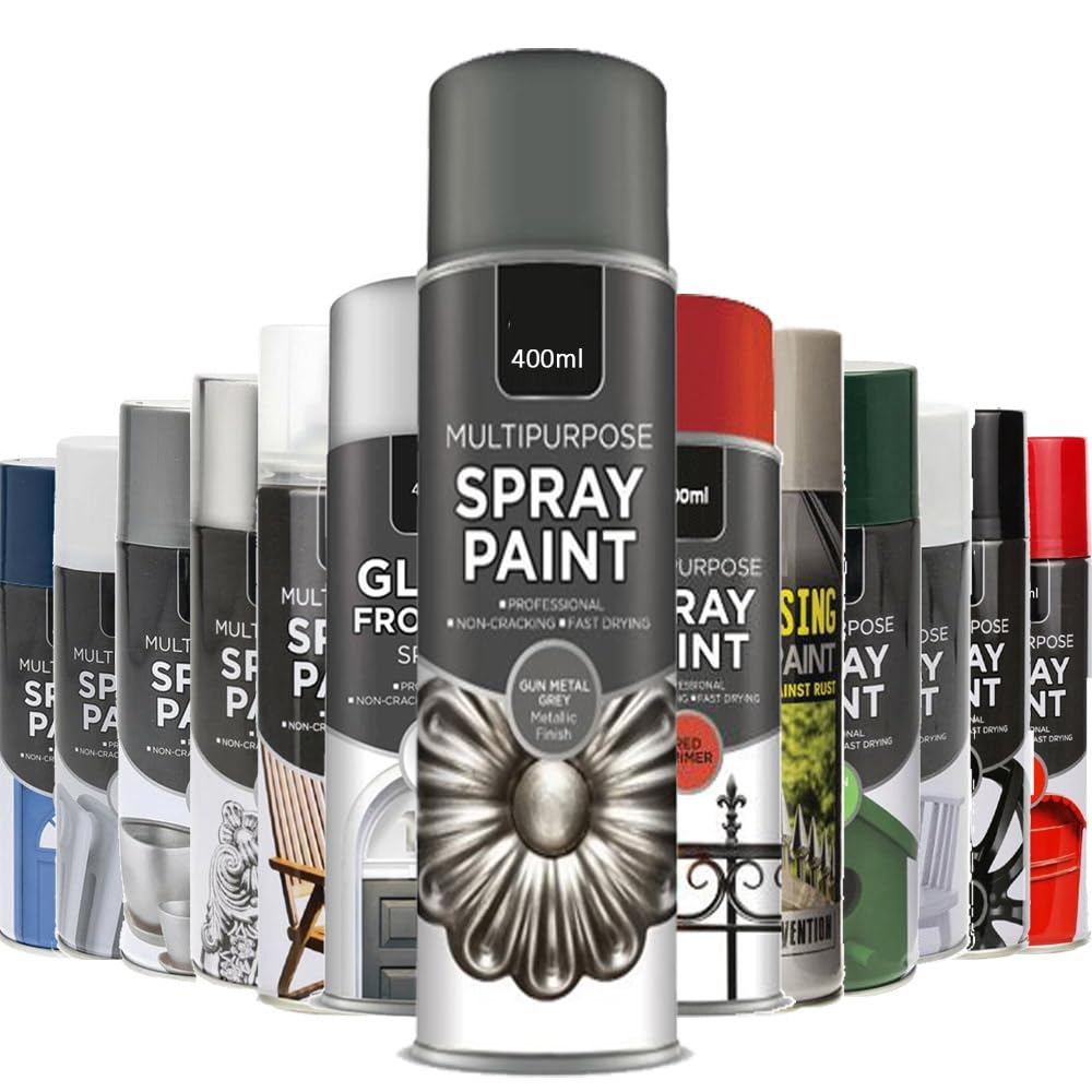 Alezyb Gun Metal Grey - 1 X Multi Purpose Metallic Spray Paint 400Ml Aerosol Spray For Metal And Wooden Furniture, Ornaments, Decorative Items And Much More For Interior & Exterior - Mtlv2
