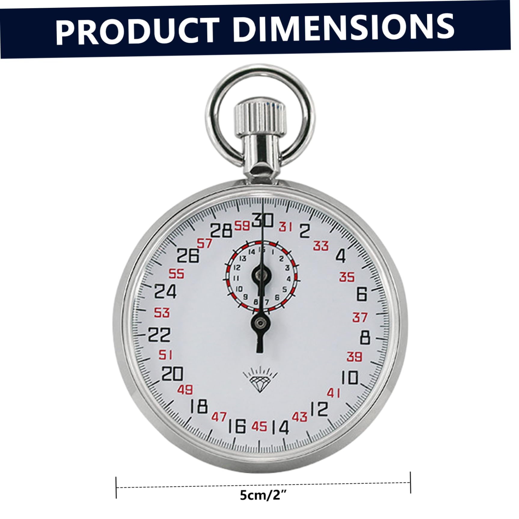 Chronomètre mécanique, chronomètre analogique à 13 Rubis avec chronométrage précis pour Le Sport et Le Laboratoire, à Cadran Blanc avec lanière, 30 s/15 m, mécanique