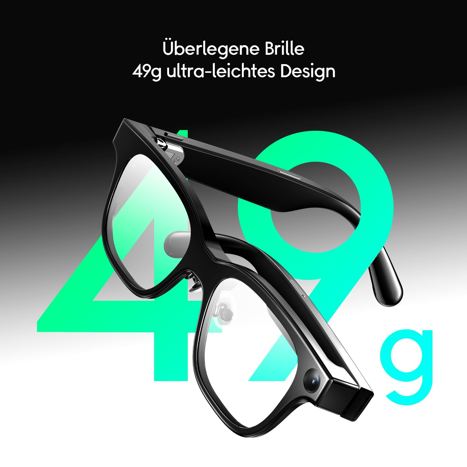 Rokid Glasses (mit Display), AI&AR Smart Glasses, Erste KI-Brille mit ChatGPT & Gemini Support, Ultra-leicht 49g, Echtzeit-Übersetzung & Navigation, Meeting-Notizen