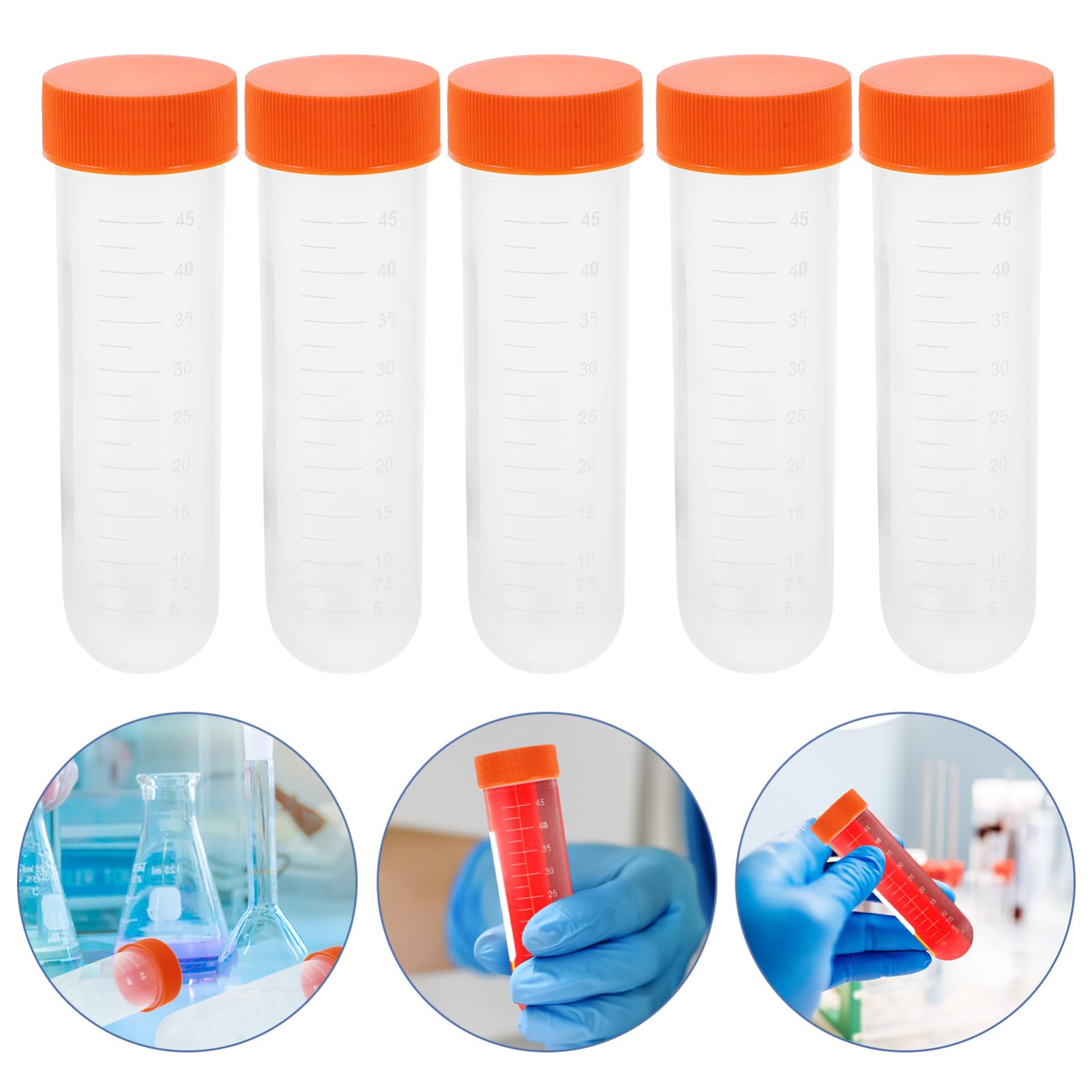 Provette Centrifugo in Plastico con Coperchio a Vite 50ml Facili da Osservare Confezione da 100pezzi per Esperimenti e Artigianato