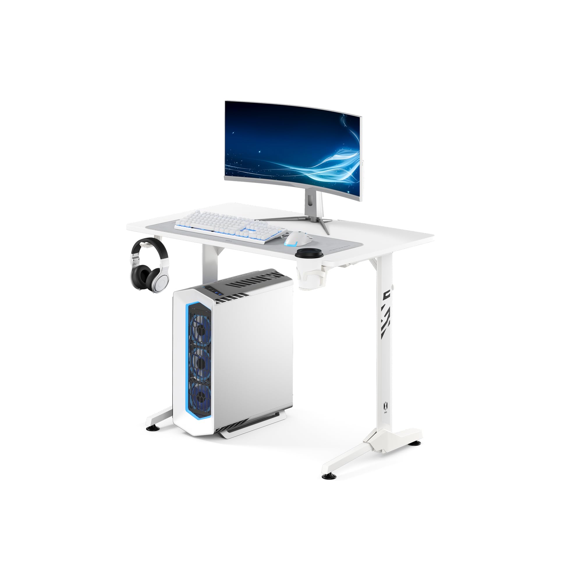 Diablo Escritorio Gaming Escritorio Gamer Grande Mesa PC con gestión de Cables Alfombrilla Soporte Auriculares portavasos Escritorio Ordenador ergonómico Estable Resistente Setup 100 x 60 x 75 cm