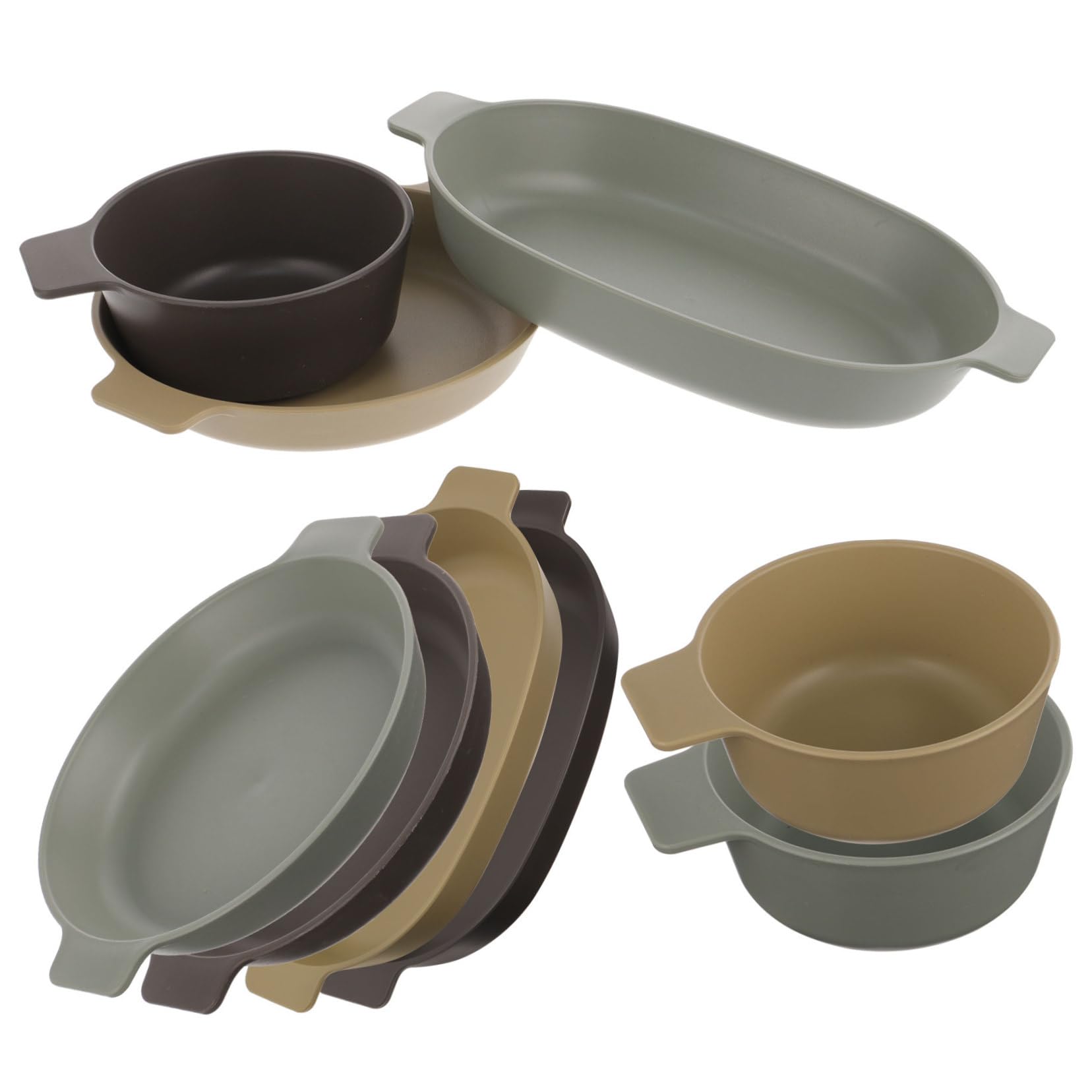 Happyyami Outdoor Picnic Dinnerware Portable Dishware Set Camping Plates Bowls Plastic Dinnerware Lids Lightweight Serving Bowl