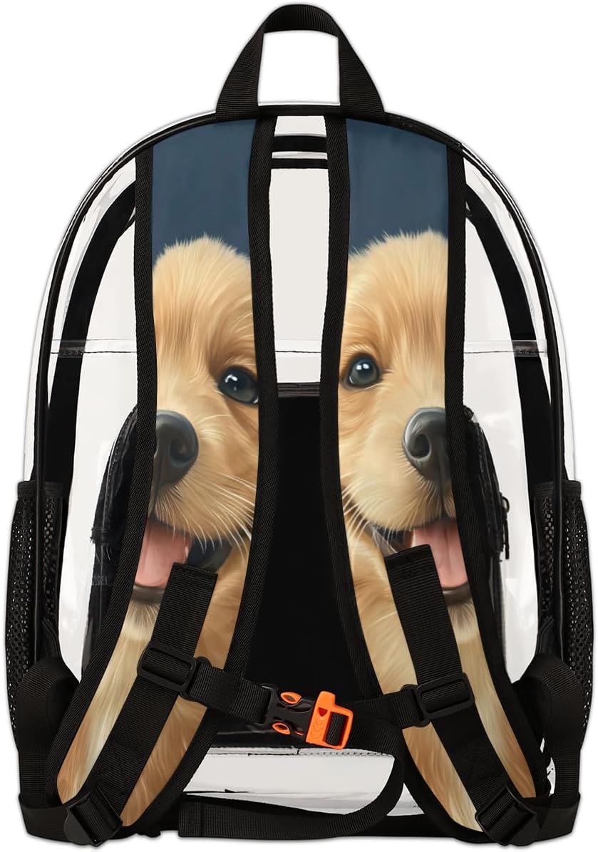 Labrador Dog Large Heavy Duty Clear Backpack Dogs Pet PVC Transparent See Through Bag for Work Travel Security