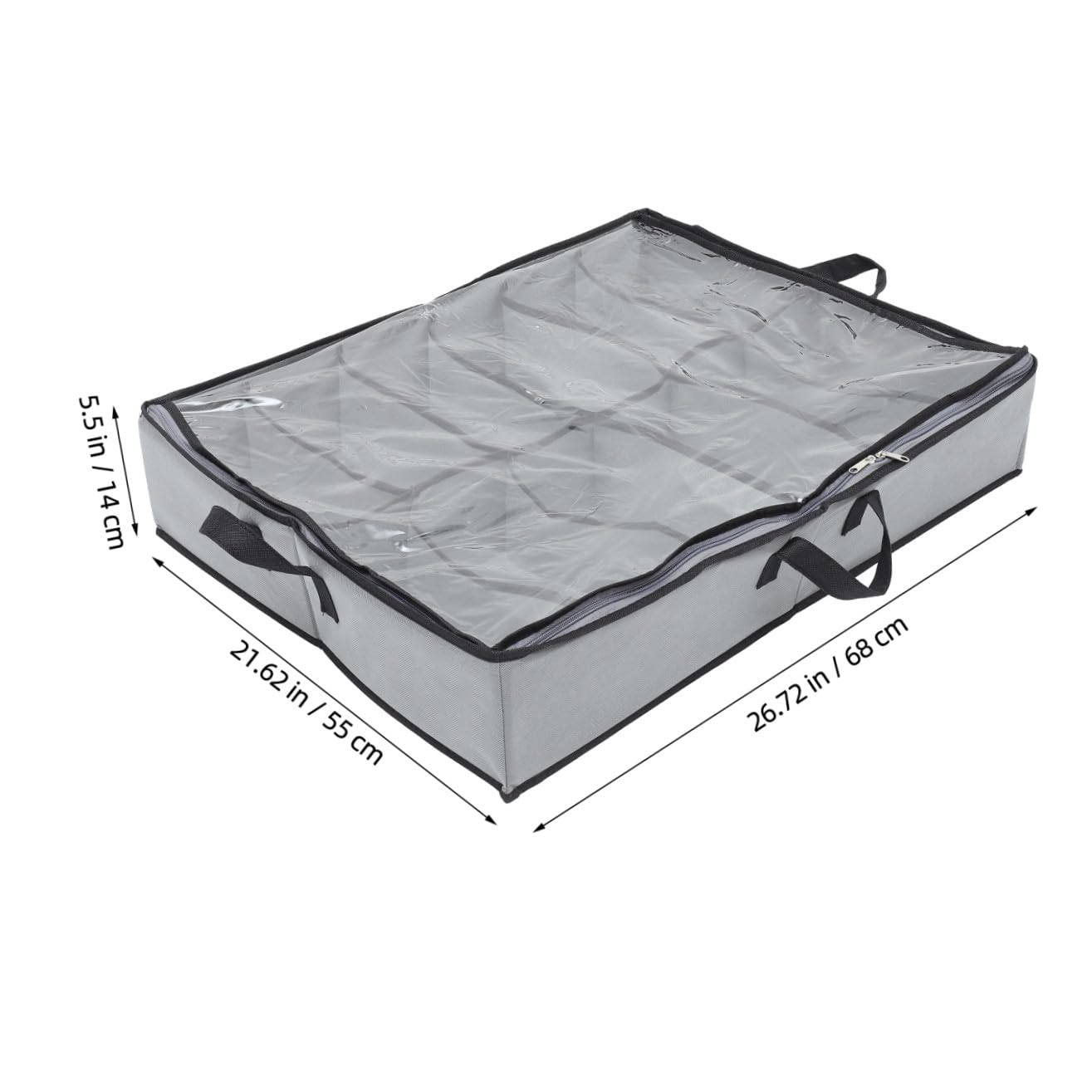 Contenedor Plegable para Zapatos con Cremallera y Tapa Transparente 12 Compartimentos Material No Tejido y Pe, Resistente al Agua para Guardar Cama