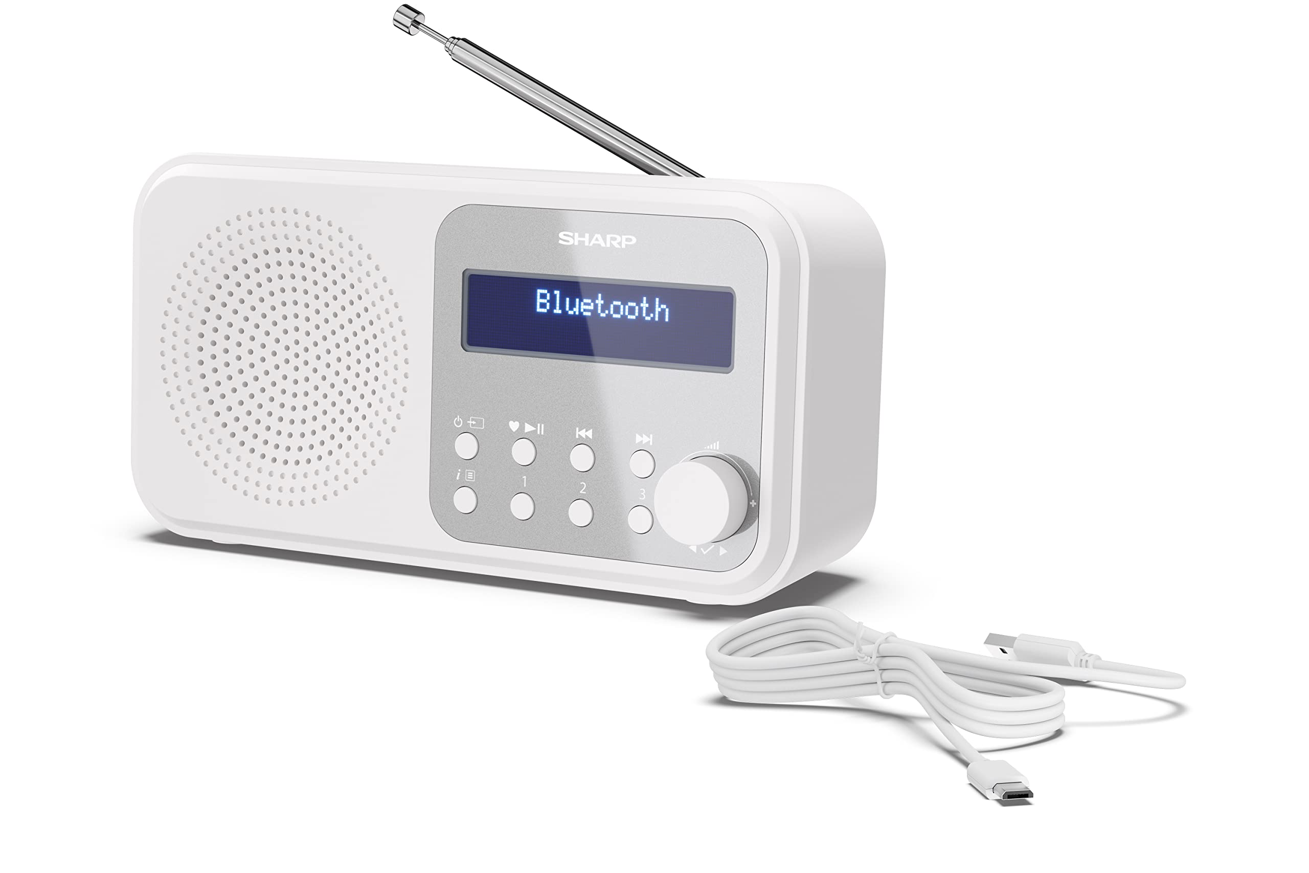 SHARP DR-P420 (WH) Radio numérique Portable Tokyo (Dab/Dab+/FM avec RDS, Bluetooth, USB ou Piles) Blanc
