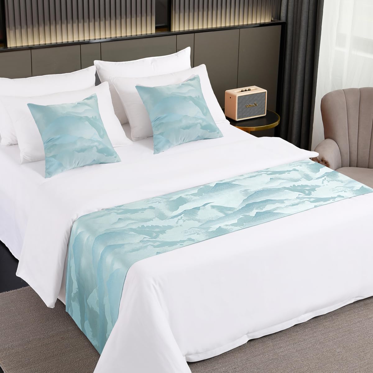 AMBERIS Bed Runners & Scarves, Modern Style Bed Scarf No Fading Soft (Pillowcases sold separately)