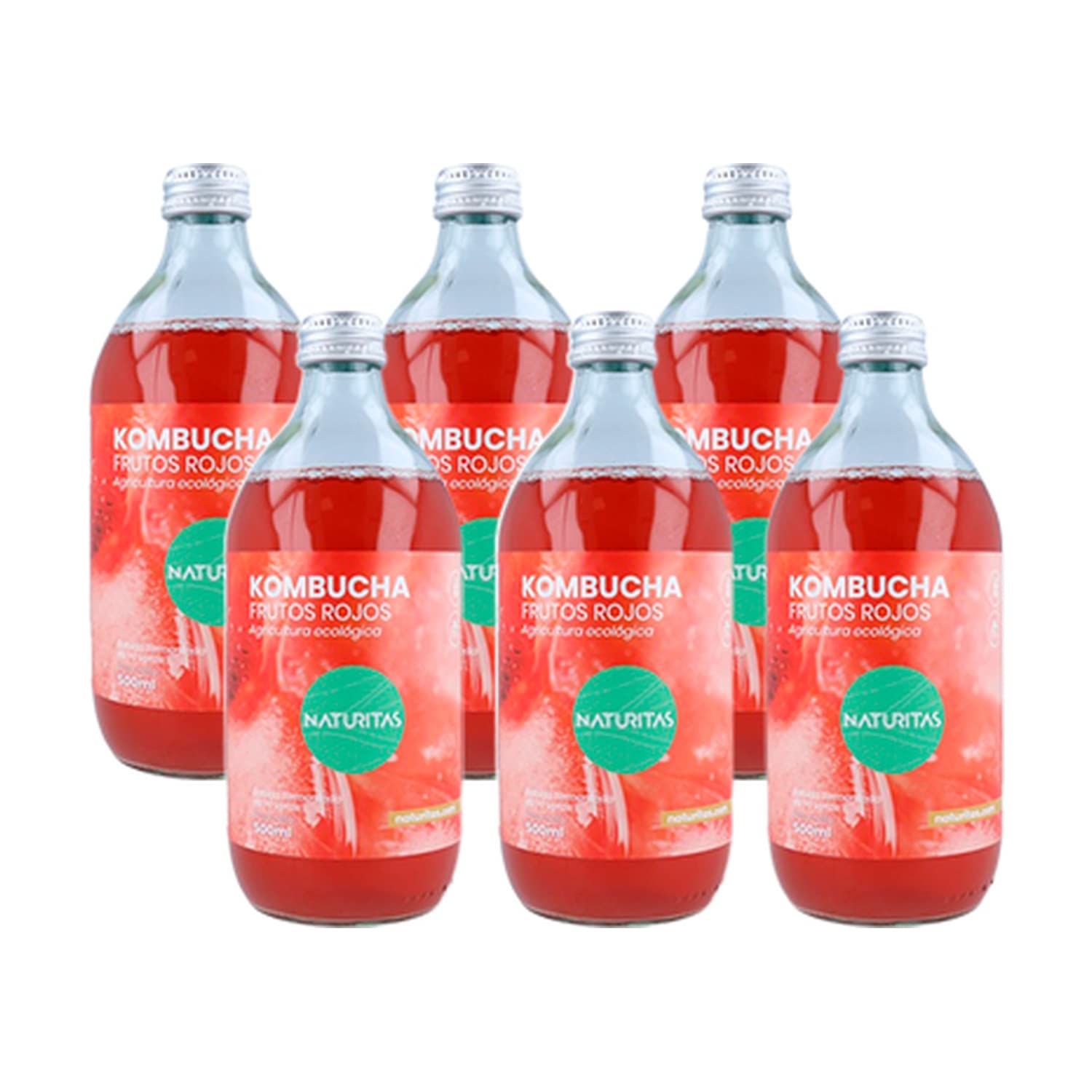Pack de kombucha frutos rojos BIO | 6 unidades | Naturitas Essentials | 6 Unidades De 500Ml | Ayuda a la digestión y al sistema inmunológico | Refrescos
