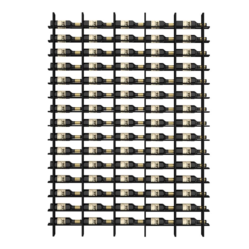 KEPMOGOH 48 Bottle Large Wall Mount Wine Rack, Black 16 Tier Industrial Wine bottle storage rack， for Commercial Restaurants Pantry Bar Wine Cellar (black, 48 bottles)