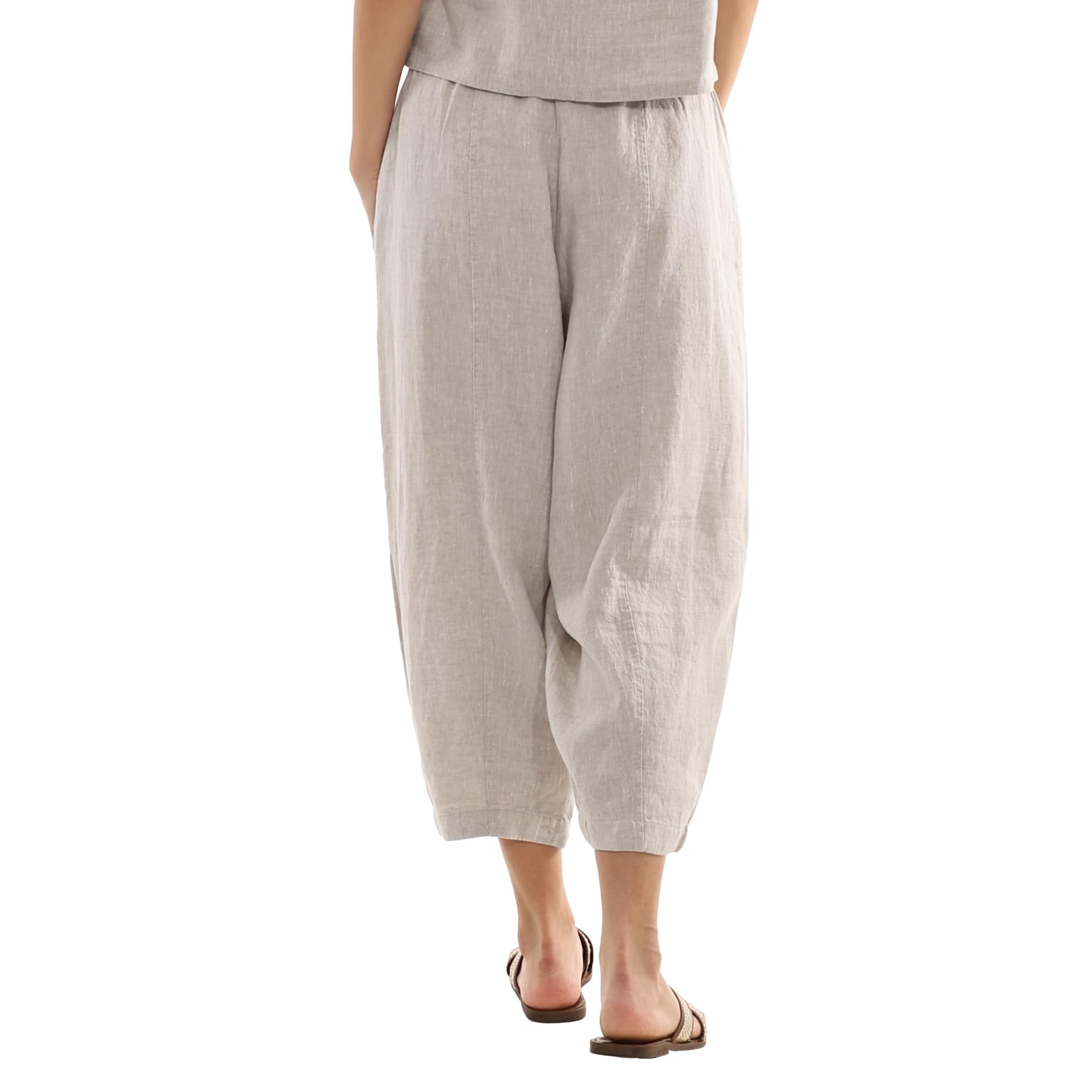 Amazhiyu Leinenhose Damen Sommer 7/8 Hosen Leicht Damenhose Mit Taschen