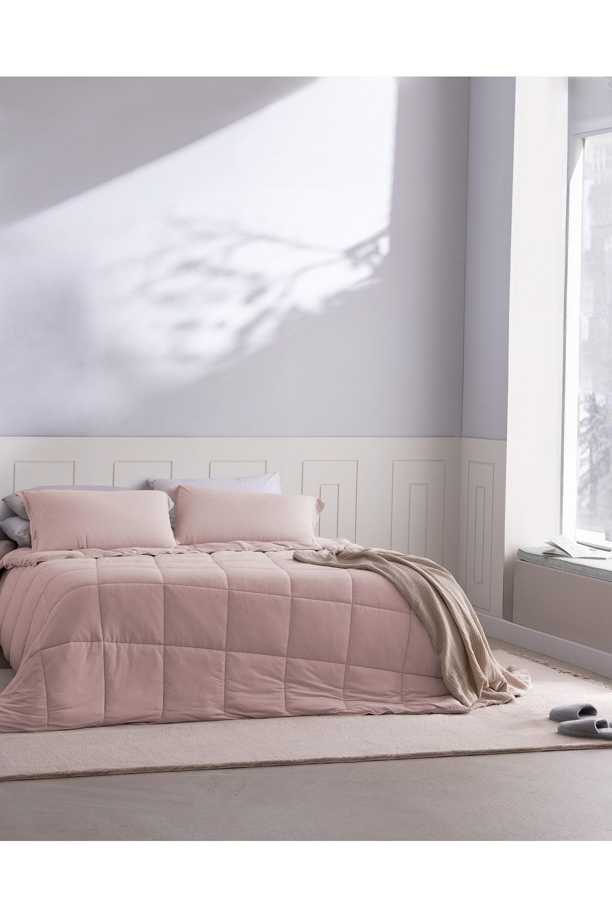 Madame Coco İlus Bambu Tek Kişilik Comforter Set, Pudra, 160 x 220