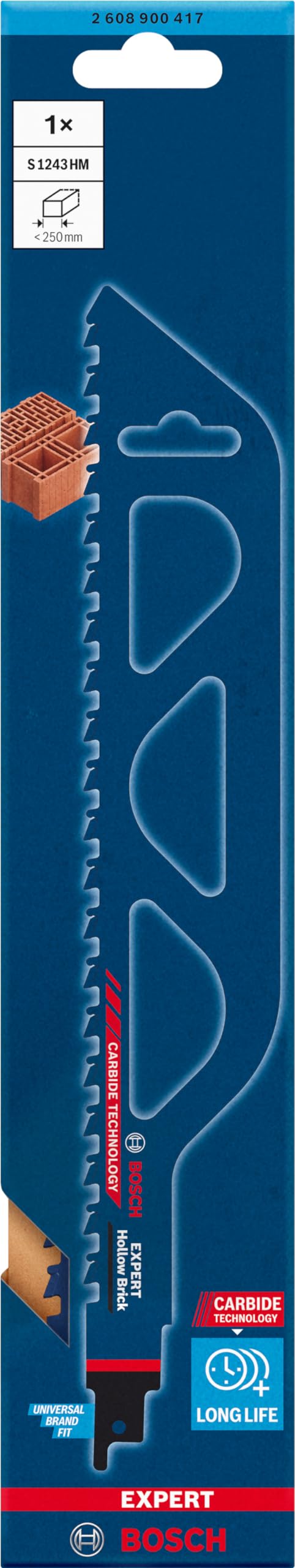 Bosch Professional 1x Lame de scie sabre Expert `Hollow Brick` S 1243 HM (pour Bloc de construction, Longueur 300 mm, Accessoires Scie sabre)