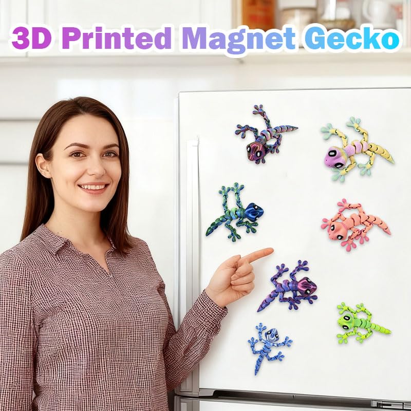 12 piezas iman gecko 3D para refrigerador colorido miniatura 4
